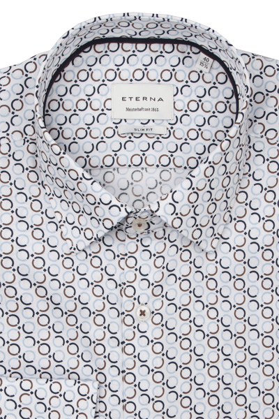 Produktbild f�r 'ETERNA Slim Fit Hemd extra langer Arm New Kent Kragen Twill Muster blau'