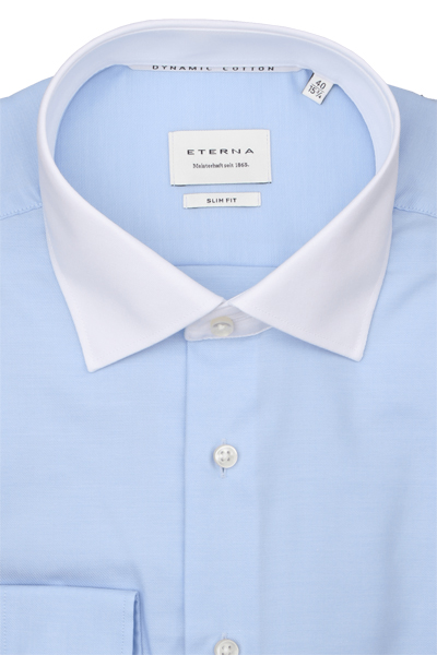 Produktbild f�r 'ETERNA Slim Fit Dynamic Cotton Hemd Langarm New Kent Kragen Feintwill hellblau'