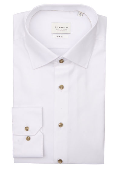 ETERNA Slim Fit Cover Hemd Langarm New Kent Kragen Feintwill wei� preisreduziert