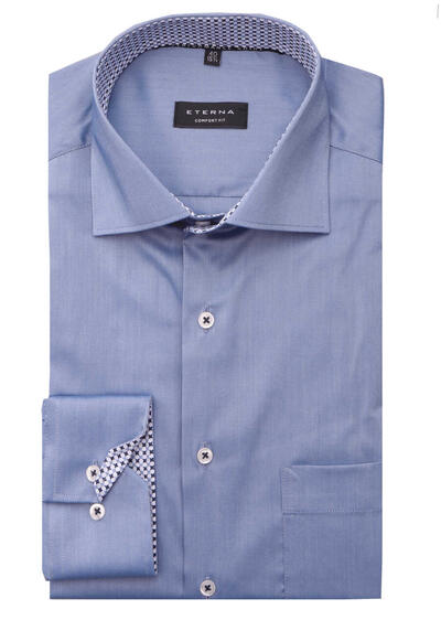 ETERNA Comfort Fit Performance Hemd Langarm Haifischkragen Stretch rauchblau