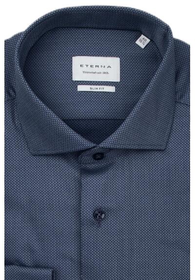 Produktbild fr 'ETERNA Slim Fit Hemd extra langer Arm New Kent Kragen Muster blau'