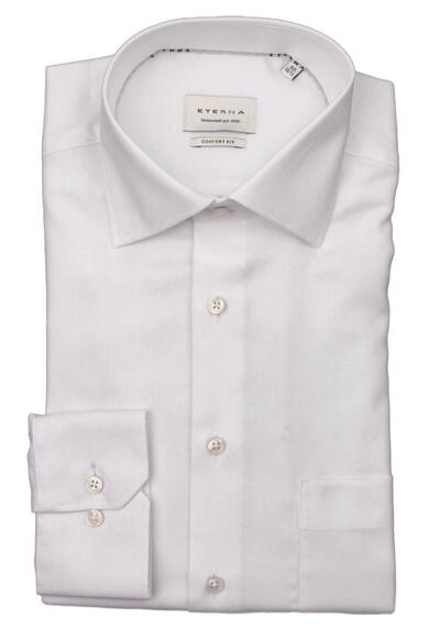 ETERNA Comfort Fit Hemd Langarm New Kent Kragen Fischgrat wei