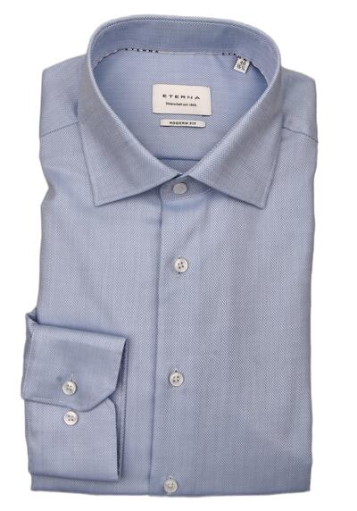 Produktbild fr 'ETERNA Modern Fit Hemd Langarm New Kent Kragen Fischgrat hellblau'