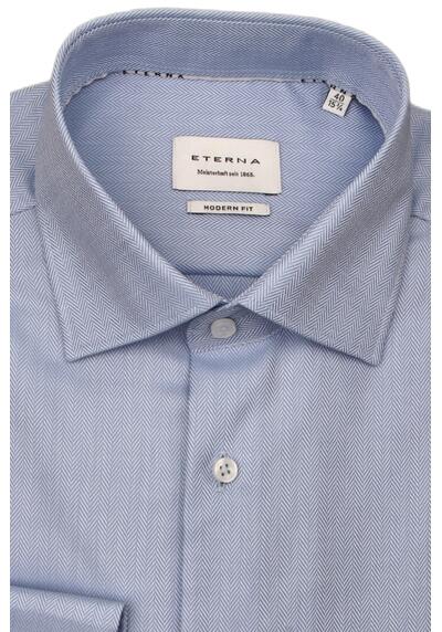 Produktbild fr 'ETERNA Modern Fit Hemd Langarm New Kent Kragen Fischgrat hellblau'