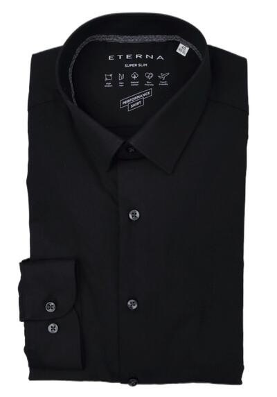 Produktbild fr 'ETERNA Super Slim Performance Hemd Langarm New Kent Kragen schwarz'