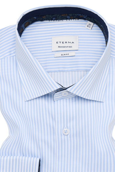 Produktbild f�r 'ETERNA Slim Fit Dynamic Cotton Hemd extra langer Arm Twill Streifen hellblau'