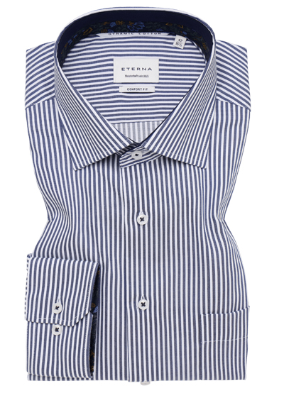 ETERNA Comfort Fit Dynamic Cotton Hemd super langer Arm Twill Streifen dunkelblau