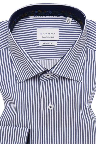 Produktbild f�r 'ETERNA Comfort Fit Dynamic Cotton Hemd super langer Arm Twill Streifen dunkelblau'