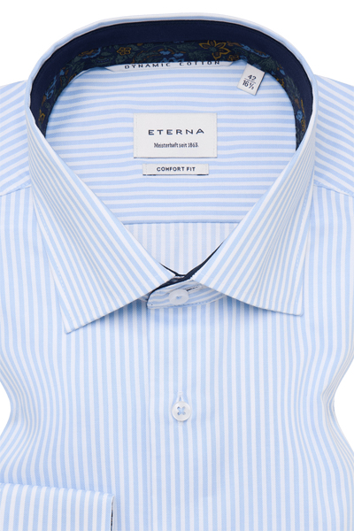 Produktbild f�r 'ETERNA Comfort Fit Dynamic Cotton Hemd super langer Arm Twill Streifen hellblau'