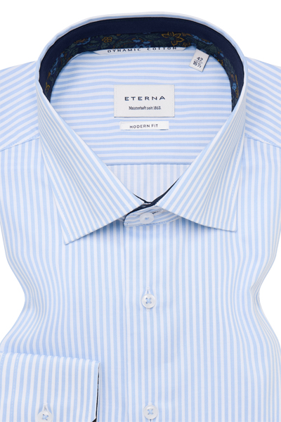 Produktbild f�r 'ETERNA Modern Fit Dynamic Cotton Hemd Langarm Twill Streifen hellblau'