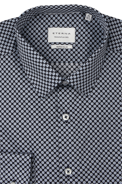 Produktbild f�r 'ETERNA Super Slim Dynamic Cotton Hemd Langarm New Kent Kragen Muster schwarz'