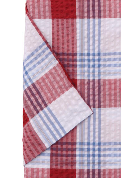 ETERNA Modern Fit Hemd Halbarm Button Down Kragen Seersucker Karo rot
