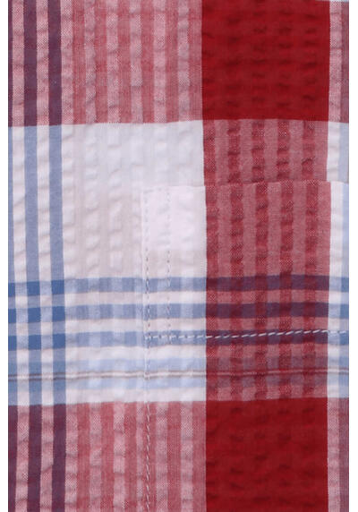 ETERNA Modern Fit Hemd Halbarm Button Down Kragen Seersucker Karo rot