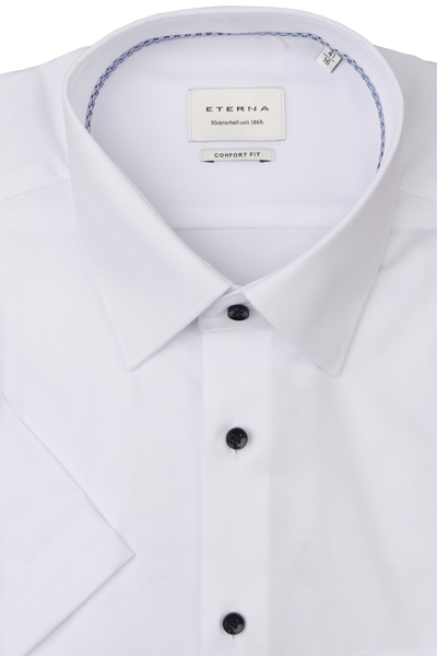 Produktbild fr 'ETERNA Comfort Fit Hemd Halbarm New Kent Kragen Fil a Fil wei'