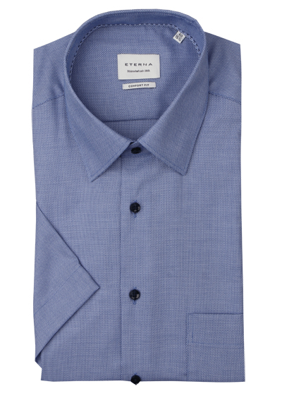 Produktbild fr 'ETERNA Comfort Fit Hemd Halbarm New Kent Kragen Fil a Fil blau'