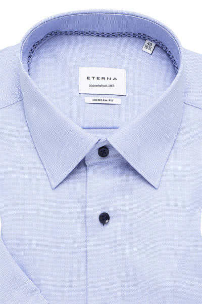Produktbild f�r 'ETERNA Modern Fit Hemd Halbarm New Kent Kragen Fil a Fil hellblau'