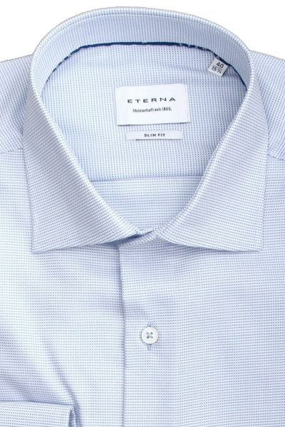 ETERNA Slim Fit Hemd Langarm New Kent Kragen Struktur hellblau