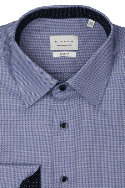 Produktbild fr 'ETERNA Slim Fit Hemd Langarm New Kent Kragen Struktur mittelblau'
