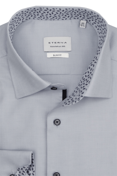 Produktbild fr 'ETERNA Slim Fit Hemd Langarm New Kent Kragen Struktur hellgrau'