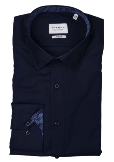 ETERNA Slim Fit Hemd Langarm New Kent Kragen nachtblau preisreduziert