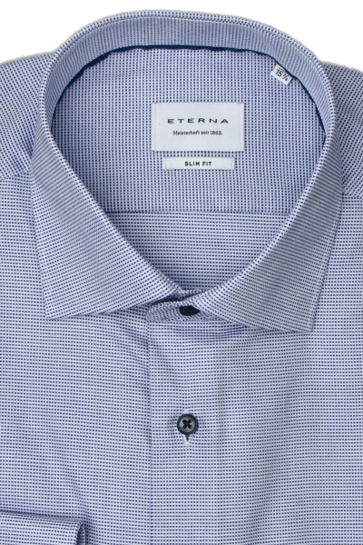 Produktbild fr 'ETERNA Slim Fit Hemd Langarm New Kent Kragen Struktur mittelblau'
