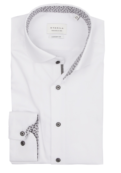 ETERNA Comfort Fit Hemd Langarm New Kent Kragen Struktur wei
