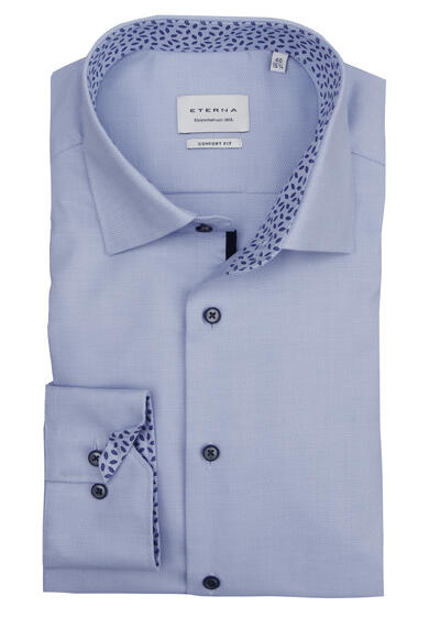 Produktbild fr 'ETERNA Comfort Fit Hemd extra langer Arm New Kent Kragen Struktur hellblau'