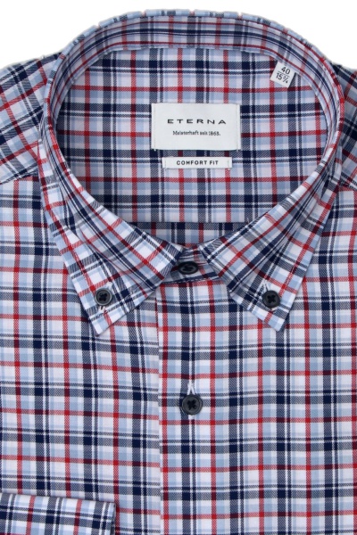 Produktbild fr 'ETERNA Comfort Fit Hemd Langarm Button Down Kragen Karo rot'