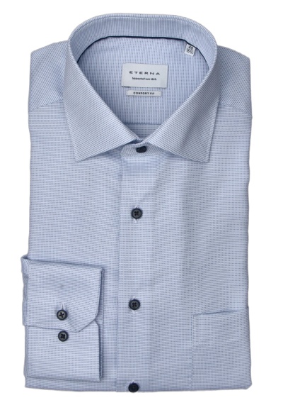 ETERNA Comfort Fit Hemd Langarm New Kent Kragen Struktur hellblau