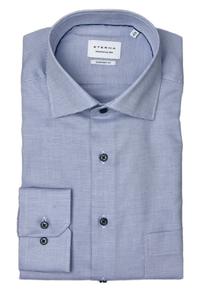 ETERNA Comfort Fit Hemd Langarm New Kent Kragen Struktur mittelblau preisreduziert