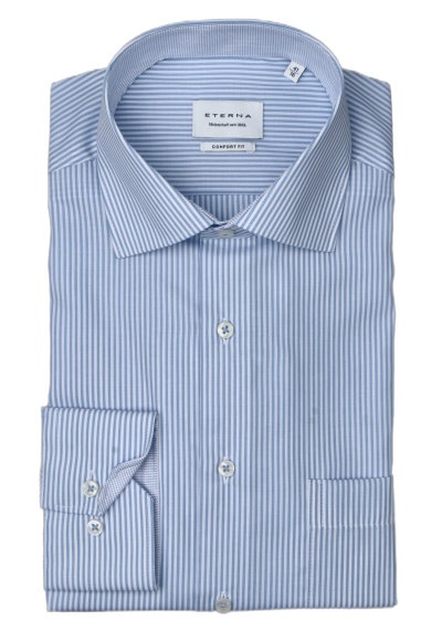 ETERNA Comfort Fit Hemd Langarm Haifischkragen Streifen hellblau preisreduziert