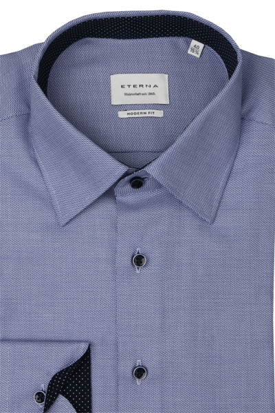 Produktbild fr 'ETERNA Modern Fit Hemd Langarm New Kent Kragen Struktur mittelblau'