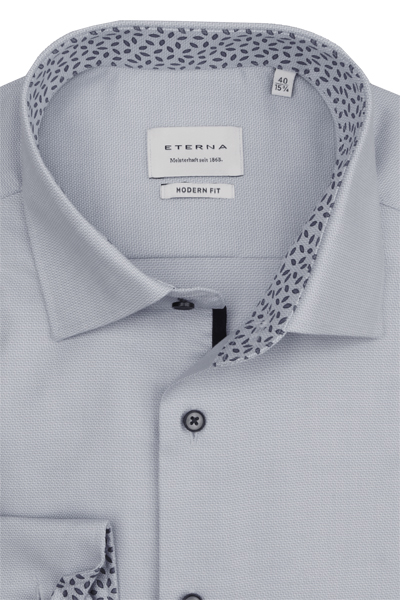 Produktbild fr 'ETERNA Modern Fit Hemd Langarm New Kent Kragen Struktur hellgrau'