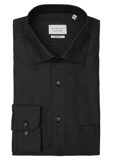 ETERNA Modern Fit Hemd Langarm New Kent Kragen Struktur dunkelgrau preisreduziert
