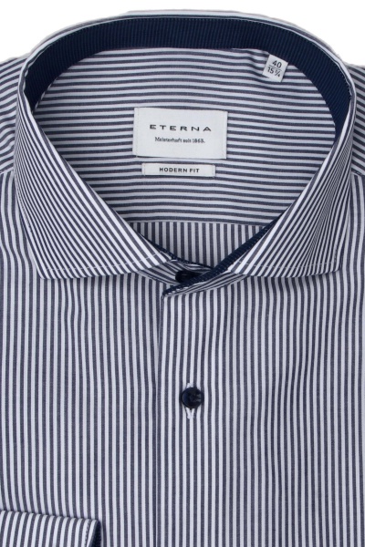 Produktbild fr 'ETERNA Modern Fit Hemd Langarm Haifischkragen Streifen dunkelblau'