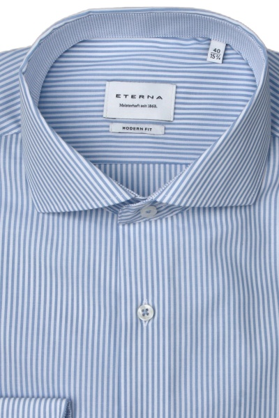 Produktbild fr 'ETERNA Modern Fit Hemd Langarm Haifischkragen Streifen hellblau'