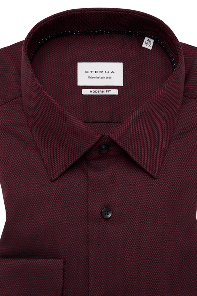 Produktbild f�r 'ETERNA Modern Fit Hemd extra langer Arm New Kent Kragen Struktur weinrot'