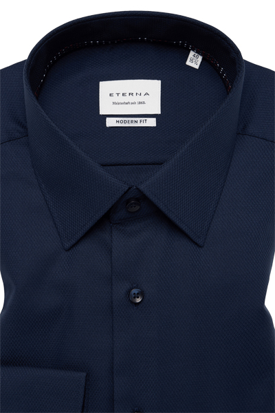 Produktbild f�r 'ETERNA Modern Fit Hemd super langer Arm langer Arm New Kent Kragen Struktur nachtblau'