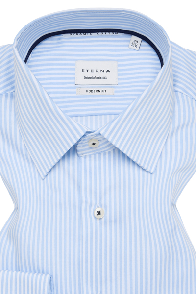 Produktbild f�r 'ETERNA Modern Fit Dynamic Cotton Hemd Langarm Twill Streifen hellblau'