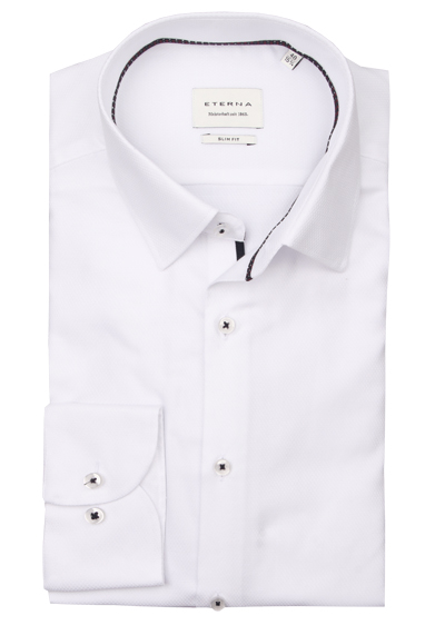 ETERNA Slim Fit Hemd extra langer Arm New Kent Kragen Struktur wei� preisreduziert