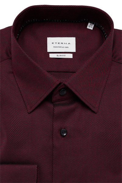 Produktbild f�r 'ETERNA Slim Fit Hemd extra langer Arm New Kent Kragen Struktur weinrot'
