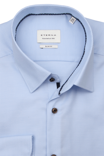 Produktbild f�r 'ETERNA Slim Fit Hemd extra langer Arm New Kent Kragen Struktur hellblau'