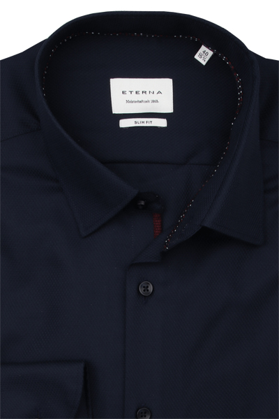 Produktbild f�r 'ETERNA Slim Fit Hemd Langarm New Kent Kragen Struktur nachtblau'