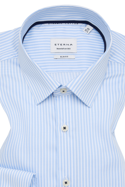 Produktbild f�r 'ETERNA Slim Fit Dynamic Cotton Hemd Langarm Twill Streifen hellblau'
