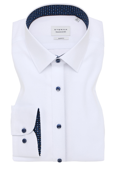 ETERNA Slim Fit Hemd extra langer Arm New Kent Kragen Popeline wei�