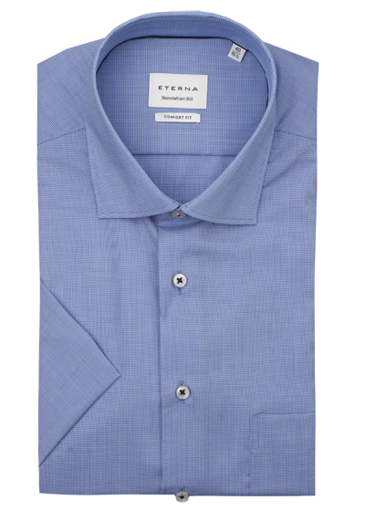 Produktbild f&uuml;r 'ETERNA Comfort Fit Dynamic Cotton Hemd Halbarm New Kent Kragen Natte mittelblau'