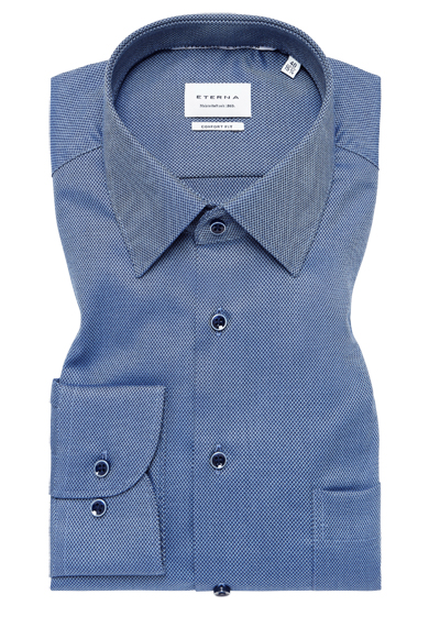 Produktbild für 'ETERNA Comfort Fit Dynamic Cotton Hemd Langarm Struktur dunkelblau'