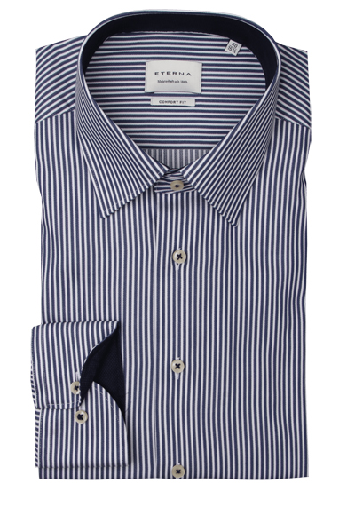 Produktbild für 'ETERNA Comfort Fit Dynamic Cotton Hemd super langer Arm Twill Streifen dunkelblau'