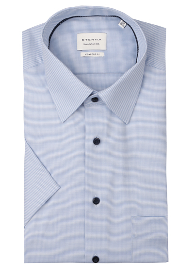 Produktbild für 'ETERNA Comfort Fit Hemd Halbarm New Kent Kragen Struktur hellblau'