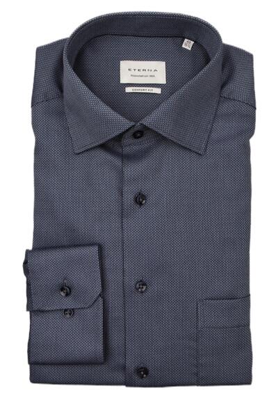 Produktbild für 'ETERNA Comfort Fit Hemd Langarm Haifischkragen Muster blau'
